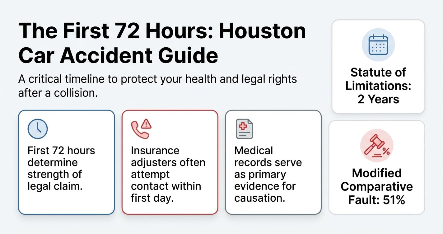 What to Do in the First 72 Hours After Your Houston Car Accident