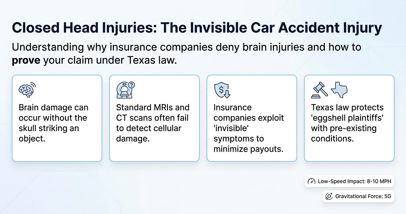 Closed Head Injuries in Texas Car Accidents: The Invisible Injury Insurance Companies Love to Deny
