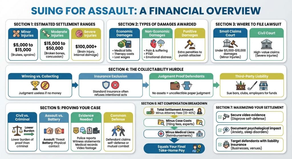 how much can you sue for assault