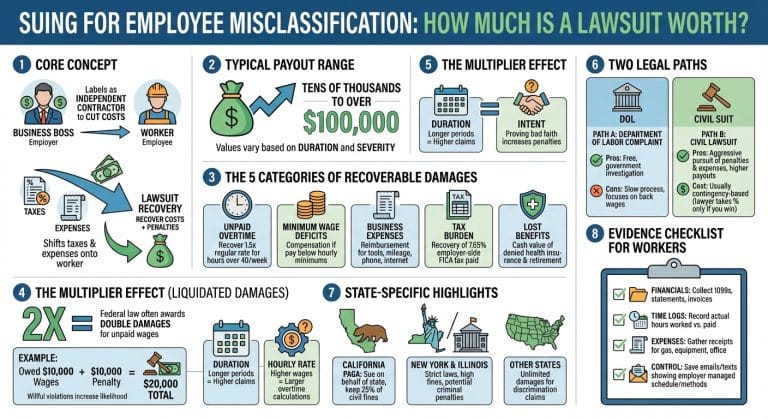 how much sue employer misclassification