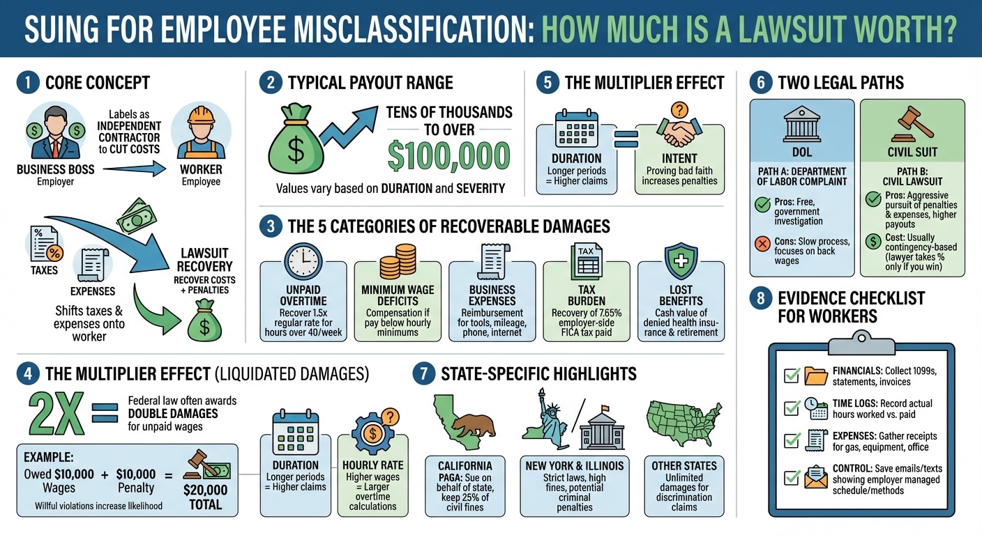 How Much Can You Sue an Employer for Misclassification? (Payout Guide)