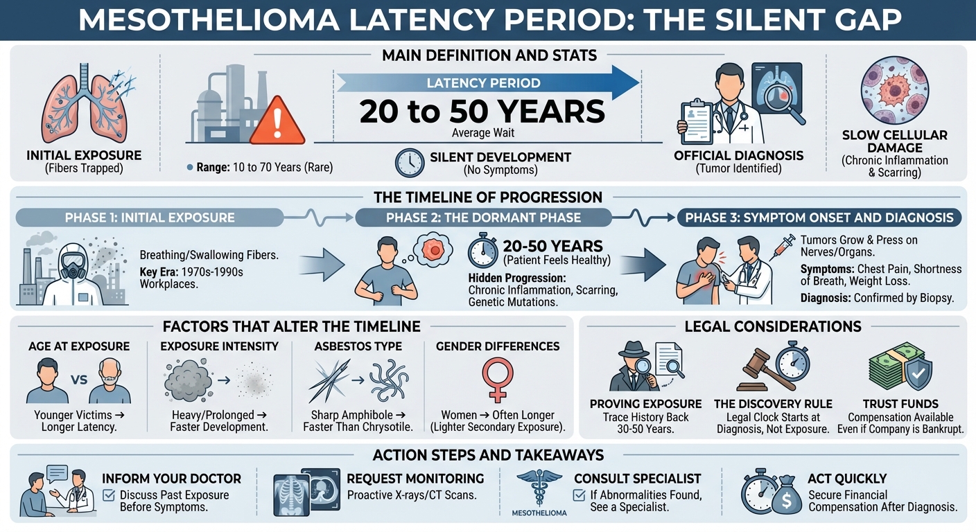 Mesothelioma Latency Period: Timeline, Symptoms & Legal Rights