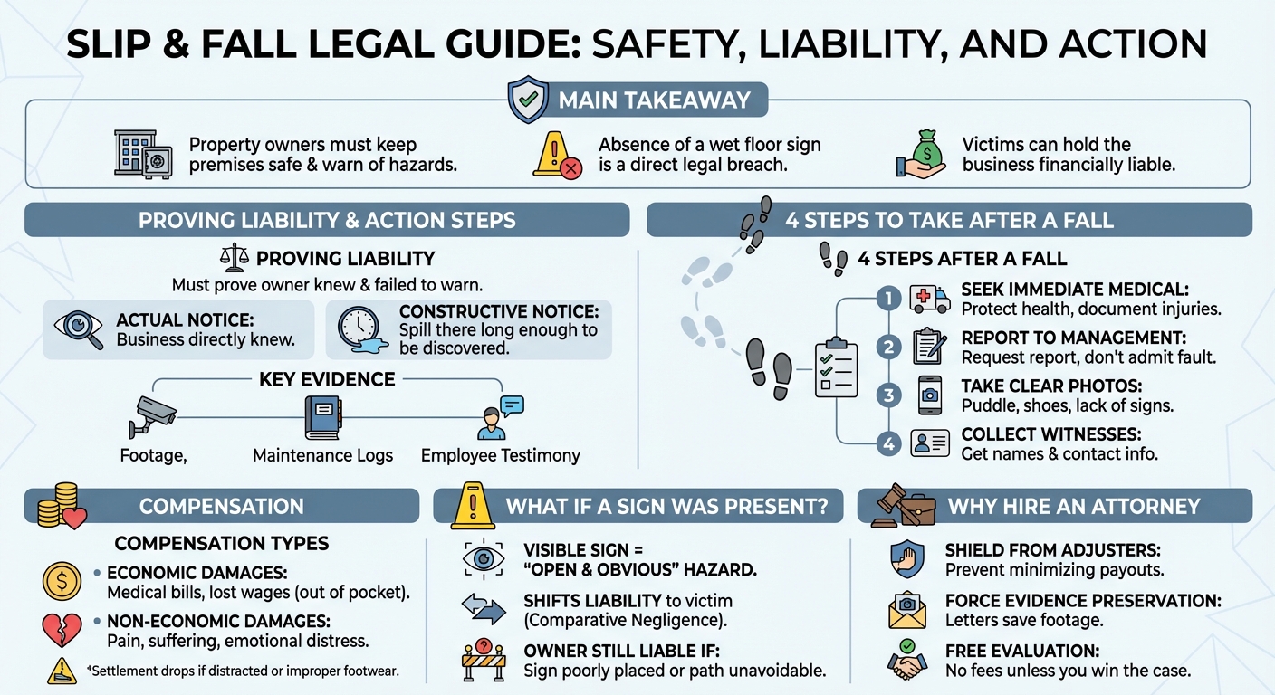 Slipping on a Wet Floor With No Sign: Legal Rights & Payouts