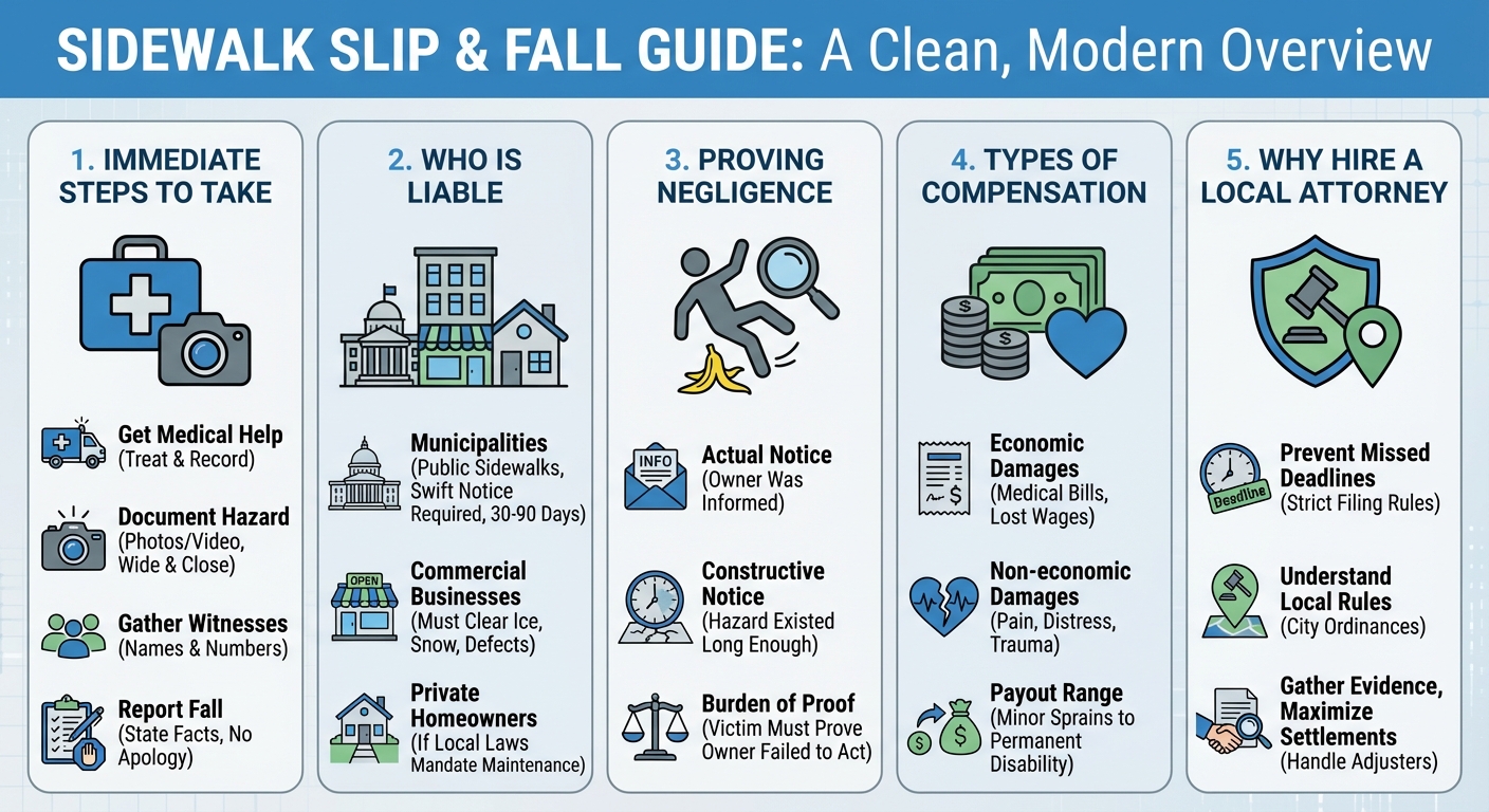Slip and Fall on a Sidewalk: Who is Liable & What to Do