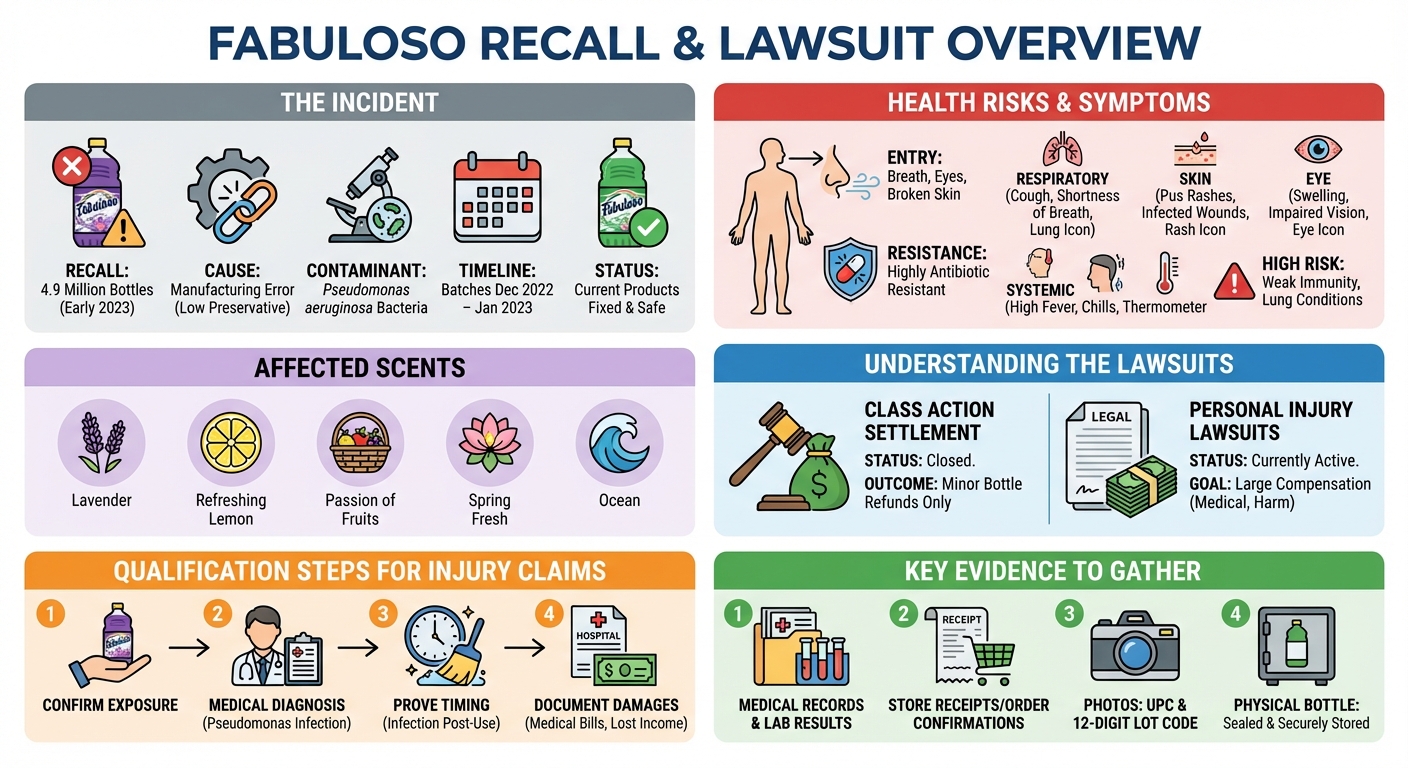 Fabuloso Lawsuit: Recall, Infection Claims & Settlement Updates