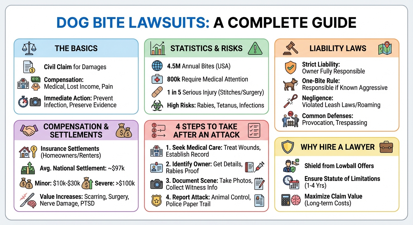 Dog Bite Cases: Laws, Settlements & What to Do After an Attack