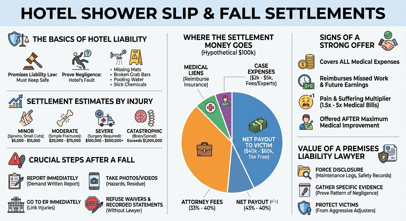 Hotel Shower Slip and Fall Settlements: Case Value & Guide