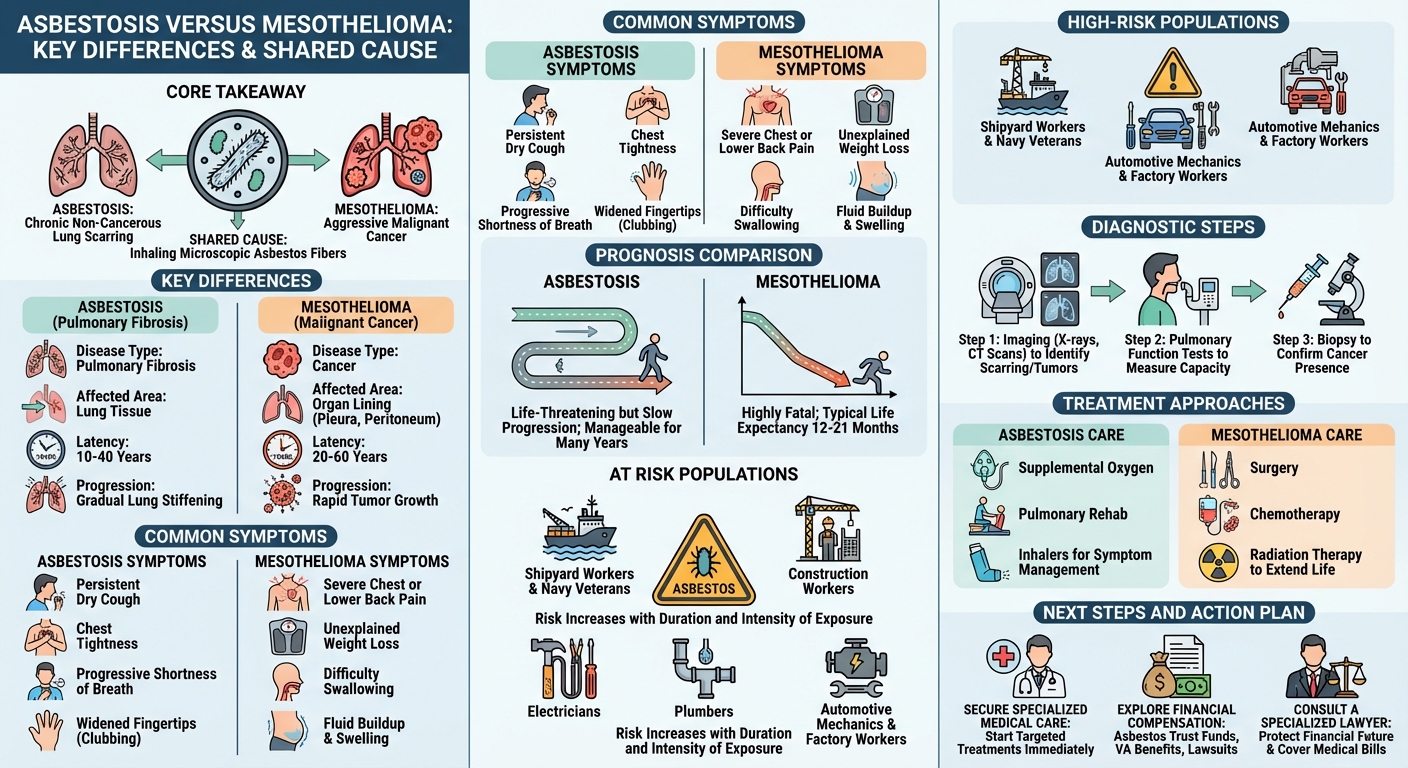 Asbestosis vs Mesothelioma: Key Differences & Symptoms