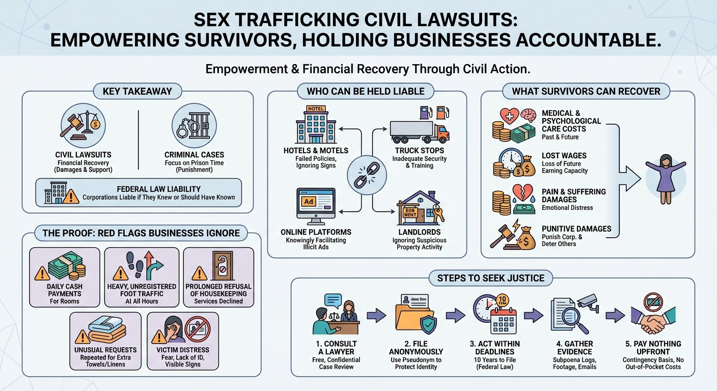 Sex Trafficking Lawsuit: Sue Complicit Hotels & Businesses