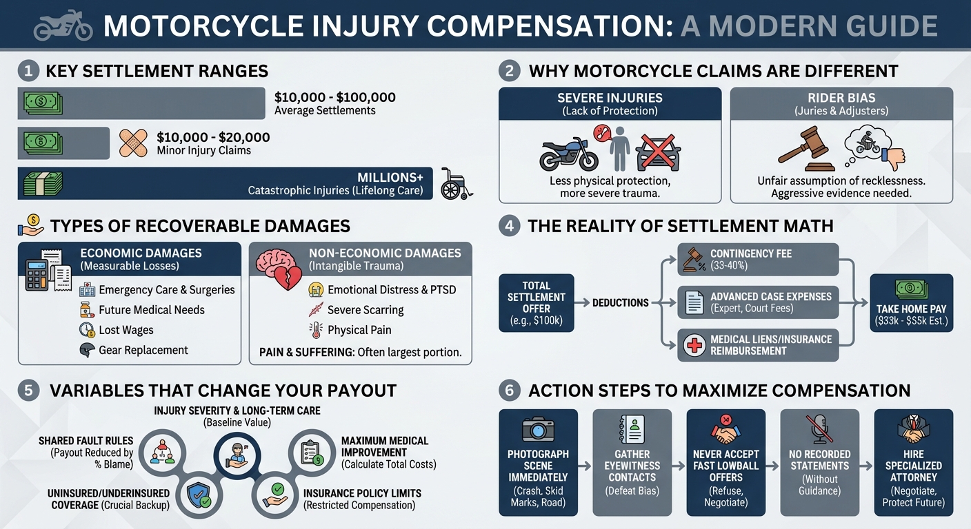 Motorcycle Injury Compensation: Average Settlements & Payouts
