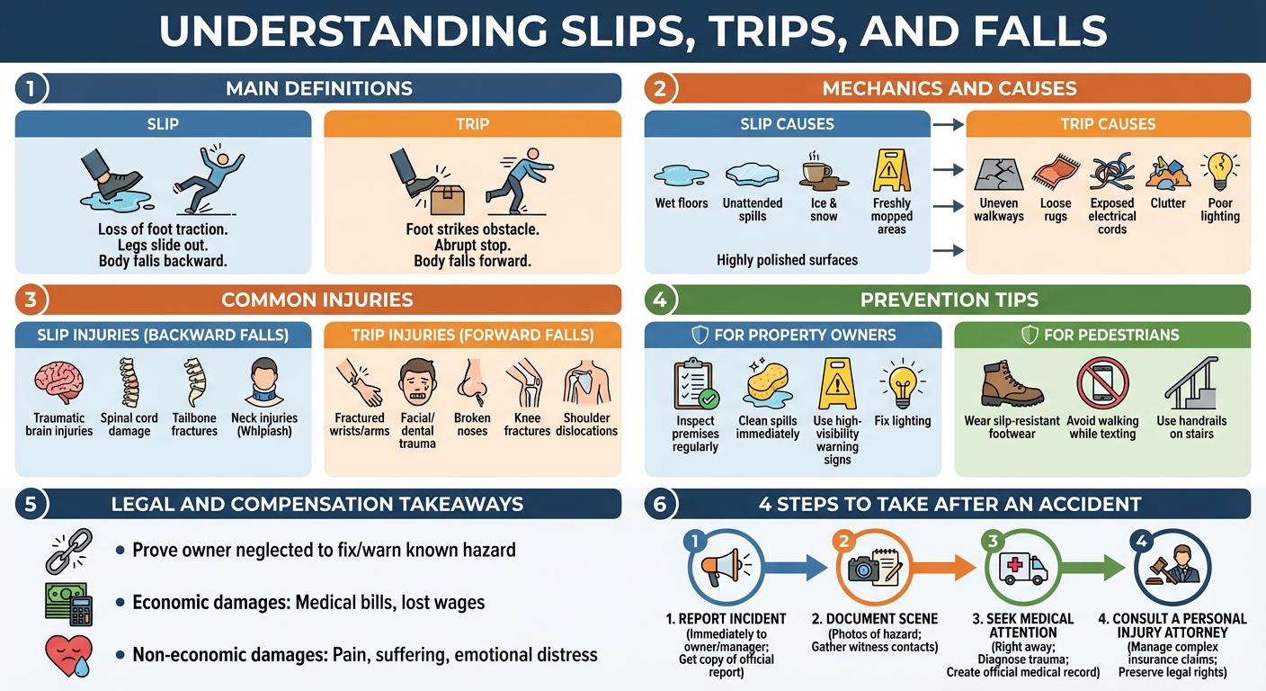 Slip and Trip Accidents: Differences, Causes & Compensation