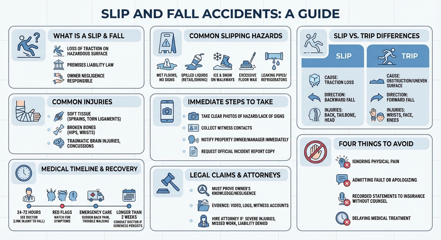 Slip and Falling Accidents: Causes, Injuries & Legal Claims