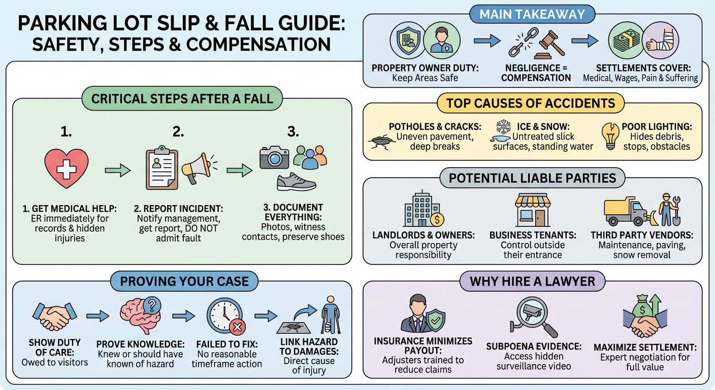 Slip and Fall in a Parking Lot: Who Is Liable & What to Do