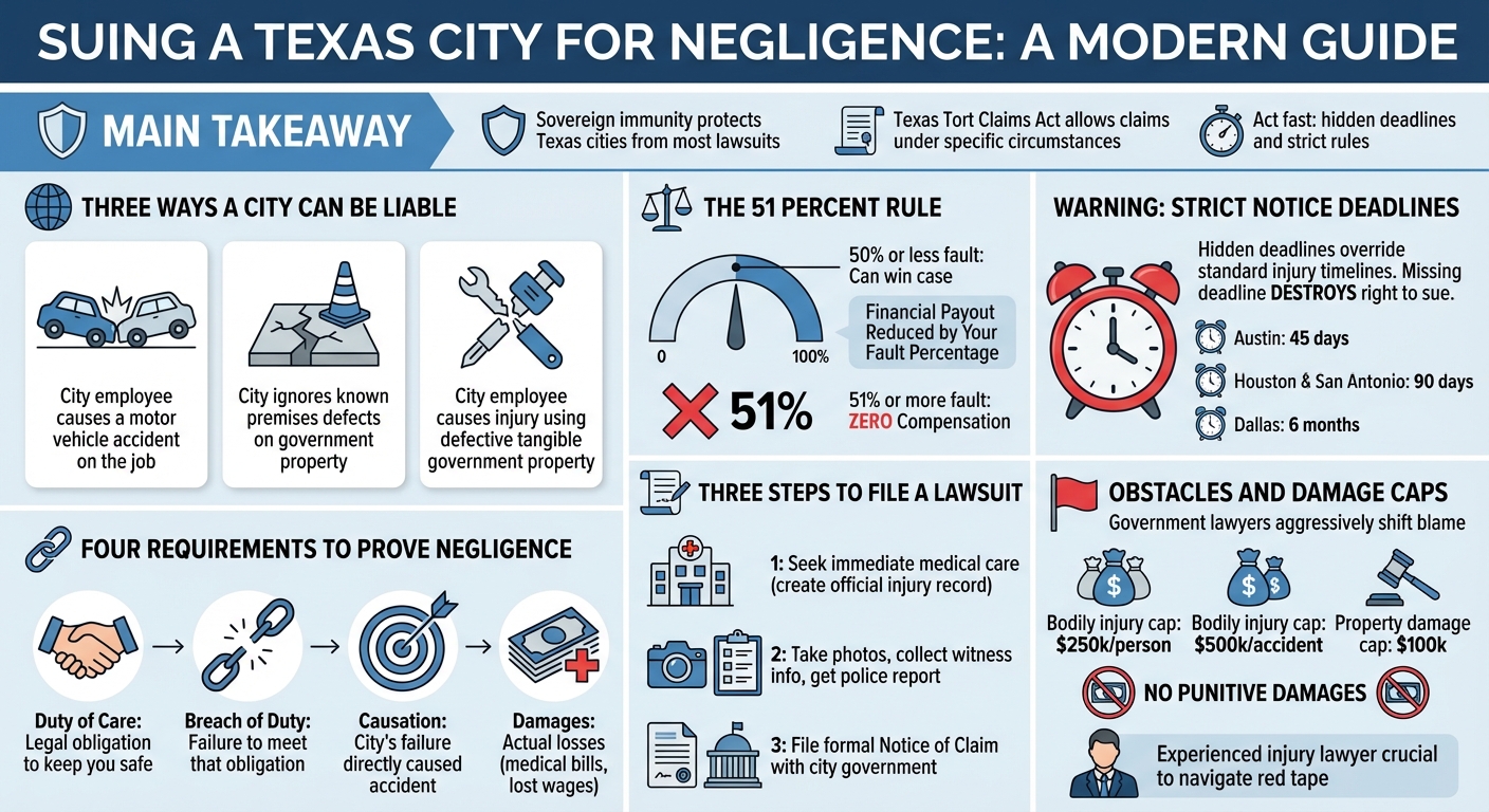 Can You Sue a City for Negligence in Texas? (Rules & Limits)