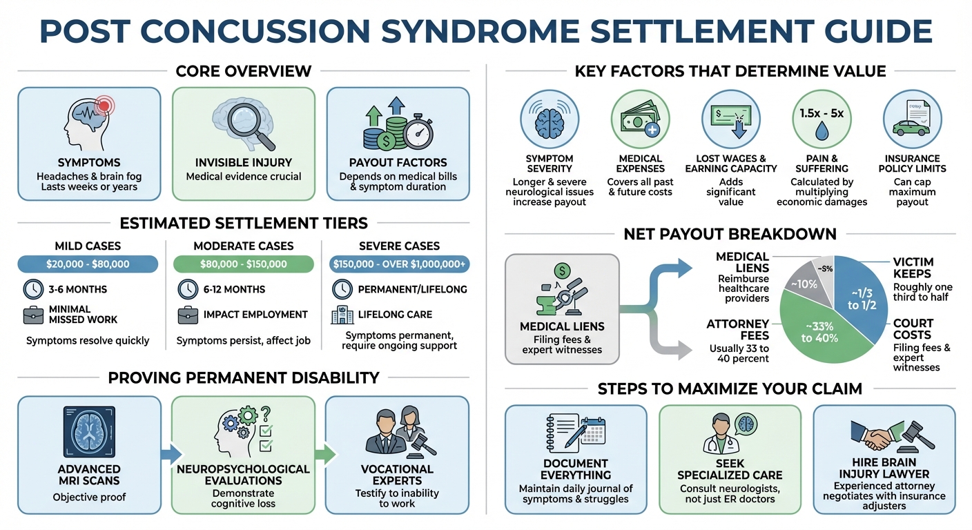 Post Concussion Syndrome Settlement Value: Average Payouts & Examples