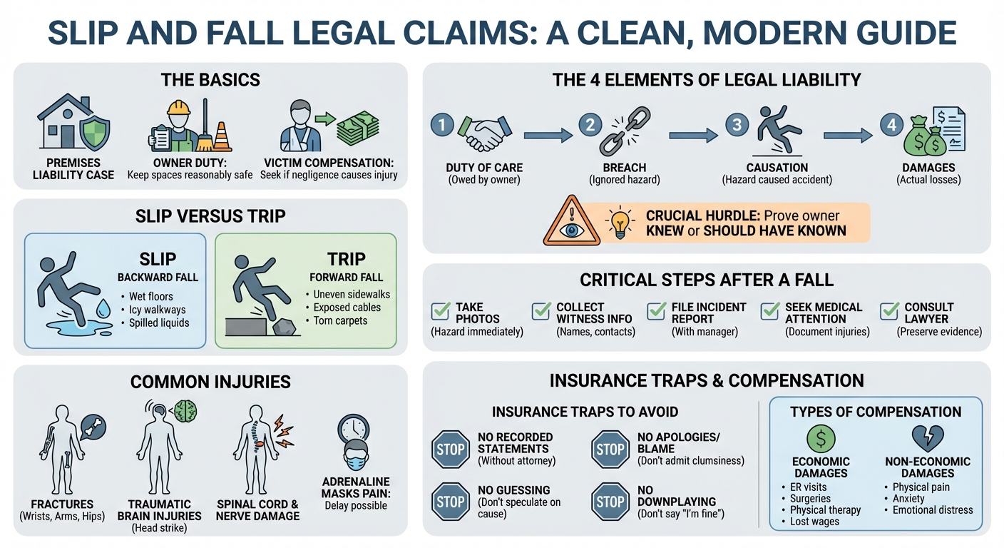 What is a Slip & Fall? Causes, Injuries & Legal Claims